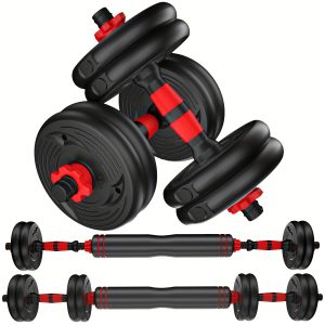 CANMALCHI Adjustable Dumbbell Barbell Weight Set 20LBS 3 in 1 Training Gym Workout Weights Set Fitness Weight Lifting Training Home Gym Office Equipment